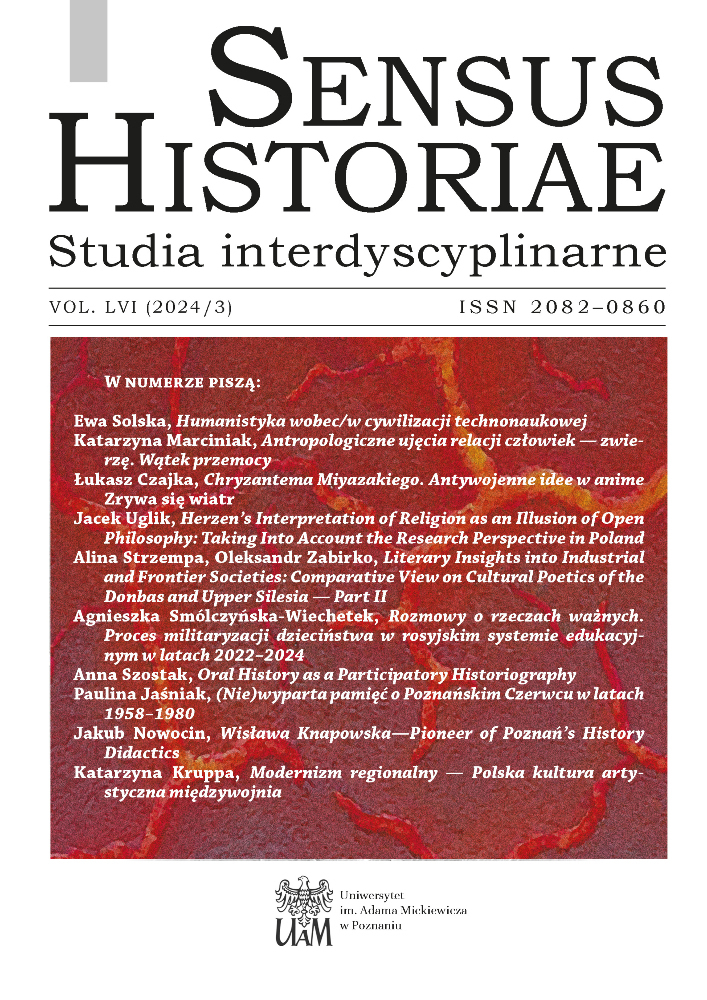 Journal cover Sensus Historiae, volume 56, no. 3, year 2024
