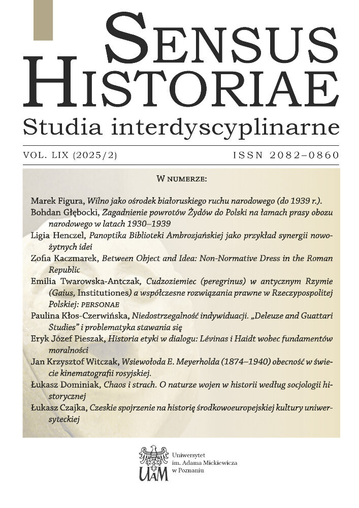 Journal cover Sensus Historiae, volume 59, no. 2, year 2025