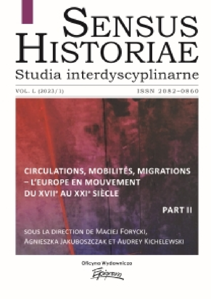 Journal cover Sensus Historiae, volume 50, no. 1, year 2023, title Circulations, mobilités, migrations – l’Europe en mouvement du XVII au XXI siècle - Part II