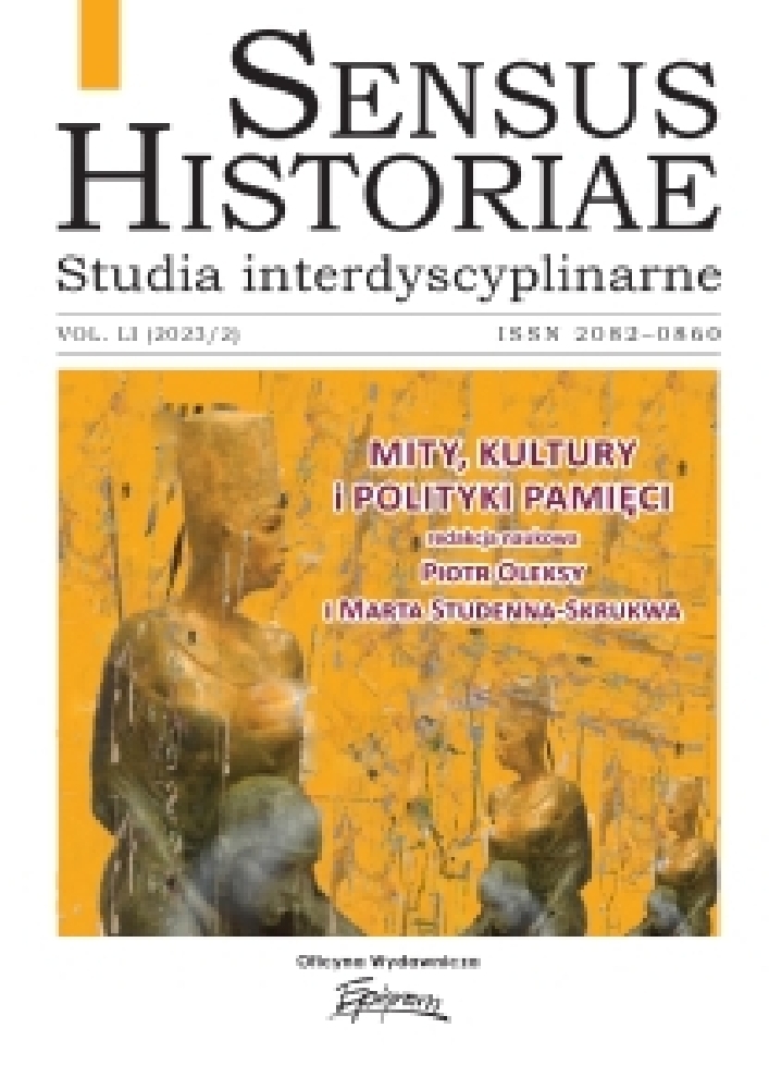 Journal cover Sensus Historiae, volume 51, no. 2, year 2023, title Myths, cultures, and politics of memory