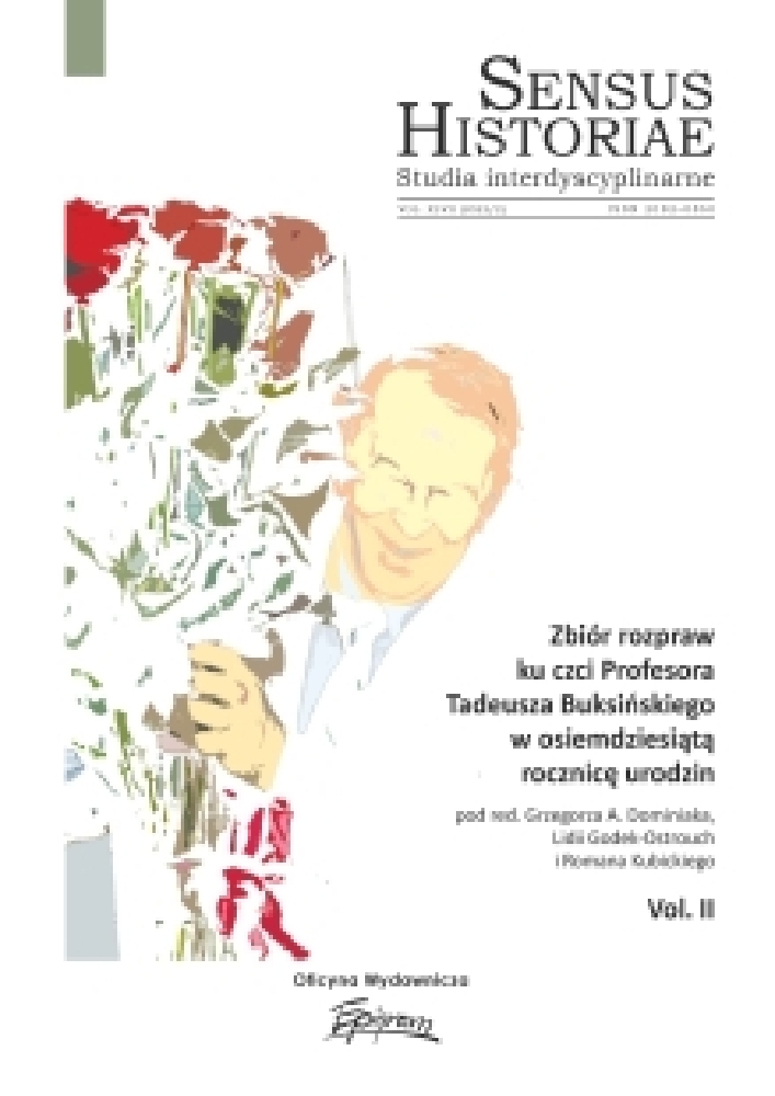 Journal cover Sensus Historiae, volume 47, no. 2, year 2022, title Essays in honor of Professor Tadeusz Buksiński on the eightieth anniversary of his birth - vol. II