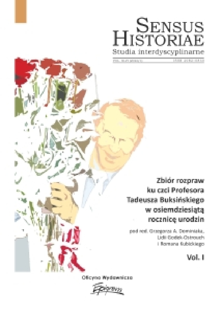 Journal cover Sensus Historiae, volume 46, no. 1, year 2022, title Essays in honor of Professor Tadeusz Buksiński on the eightieth anniversary of his birth - vol. I