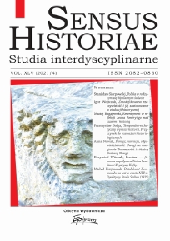 Journal cover Sensus Historiae, volume 45, no. 4, year 2021
