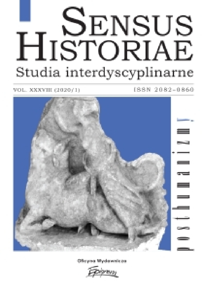 Okładka czasopisma Sensus Historiae, tom 38, nr 1, rok 2020, tytuł Posthumanizmy 