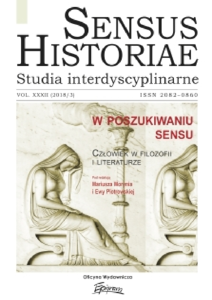 Journal cover Sensus Historiae, volume 32, no. 3, year 2018, title In search of meaning. The man in the philosophy and literature