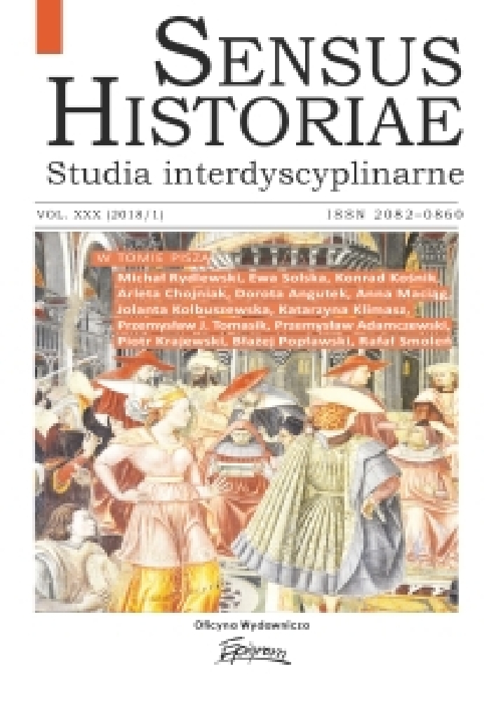 Okładka czasopisma Sensus Historiae, tom 30, nr 1, rok 2018