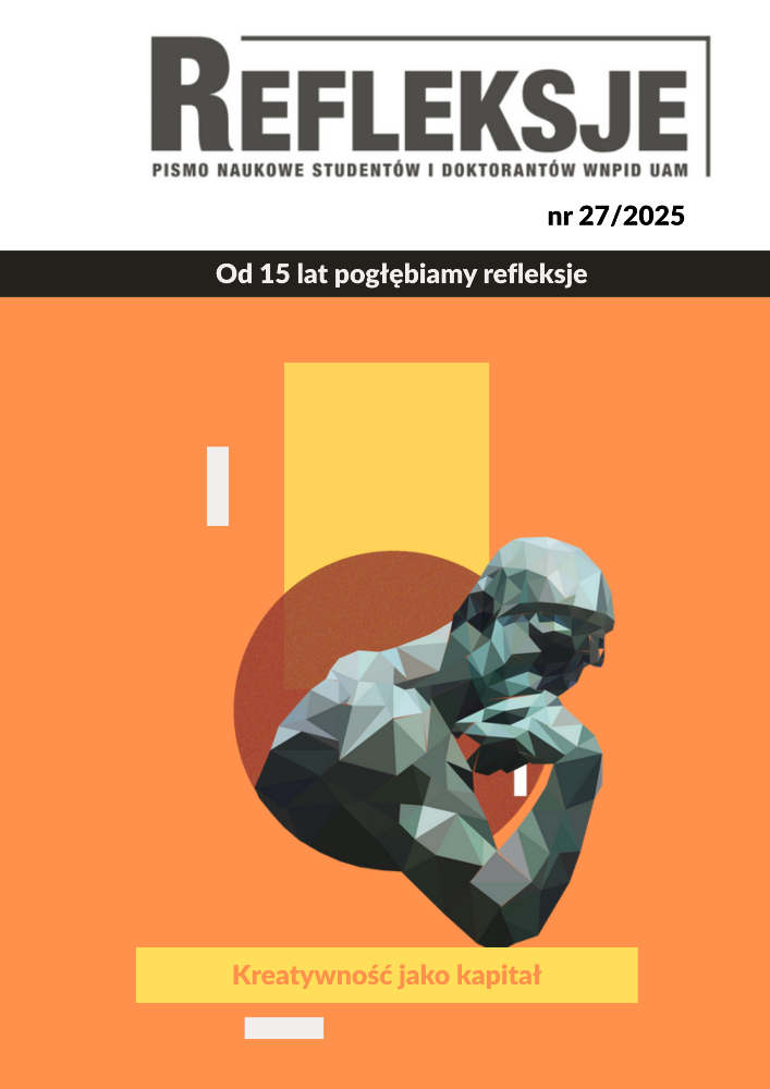 Okładka czasopisma Refleksje. Pismo naukowe studentów i doktorantów WNPiD UAM, nr 27, rok 2025