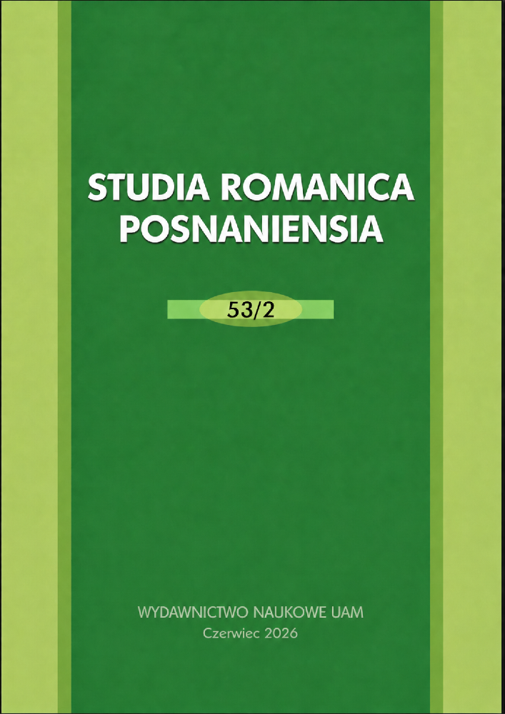 Okładka czasopisma Studia Romanica Posnaniensia, tom 53, nr 2, rok 2026, tytuł L’amore, la spiritualità e la speranza nella letteratura italiana