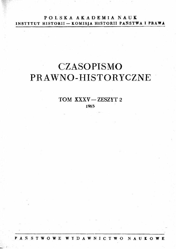 Okładka czasopisma Czasopismo Prawno-Historyczne, tom 35, nr 2, rok 1983