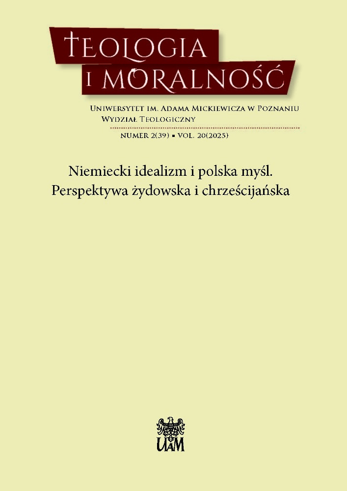 Okładka czasopisma Teologia i Moralność, tom 20, nr 2(39), rok 2025, tytuł Niemiecki idealizm i polska myśl. Perspektywa żydowska i chrześcijańska.
