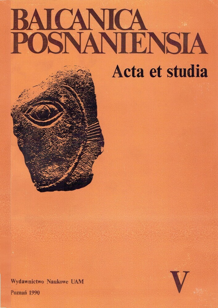 Journal cover Balcanica Posnaniensia. Acta et studia, volume 5, year 1990, title Balcanica Posnaniensia. Acta et studia