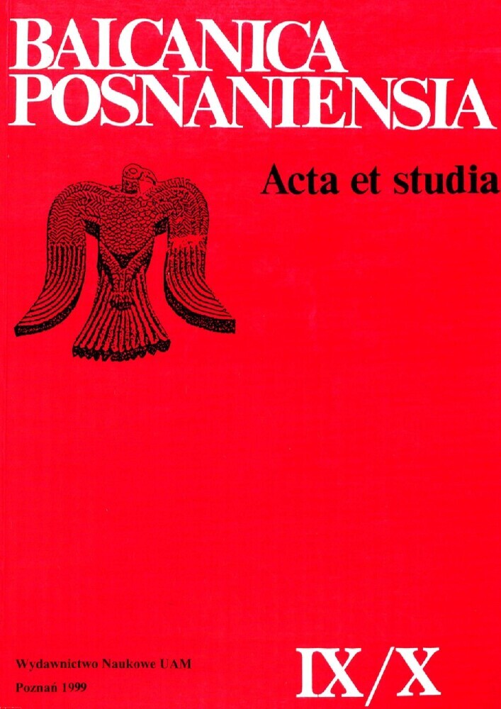 Journal cover Balcanica Posnaniensia. Acta et studia, volume 9, year 1999, title Balcanica Posnaniensia. Acta et studia