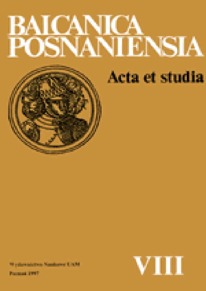 Journal cover Balcanica Posnaniensia. Acta et studia, volume 8, year 1997, title Balcanica Posnaniensia. Acta et studia