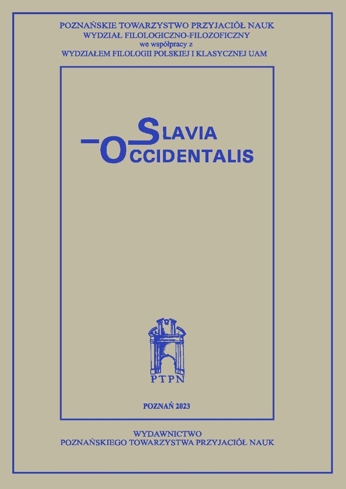 Okładka czasopisma Slavia Occidentalis, nr 69, rok 2012