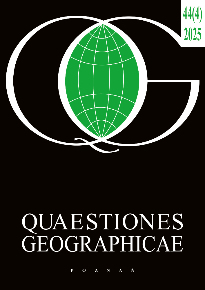 Journal cover Quaestiones Geographicae, volume 44, no. 4, year 2025, title Quaestiones Geographicae