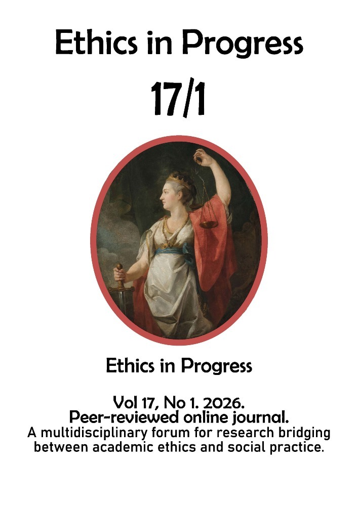 Journal cover ETHICS IN PROGRESS, volume 17, no. 1, year 2026, title Punishment in Question: Responsibility, Structural Injustice, and Social Transformation