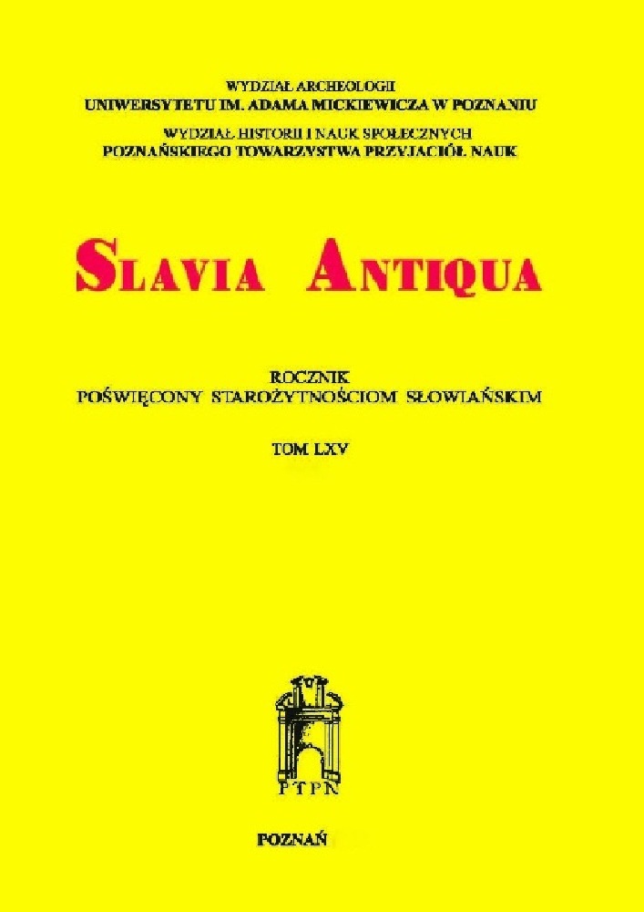 Journal cover Slavia Antiqua.  Rocznik poświęcony starożytnościom słowiańskim, no. 61, year 2020