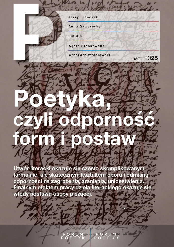 Okładka czasopisma Forum Poetyki, nr 1 (39), rok 2025, tytuł Forum Poetyki 1 (39)