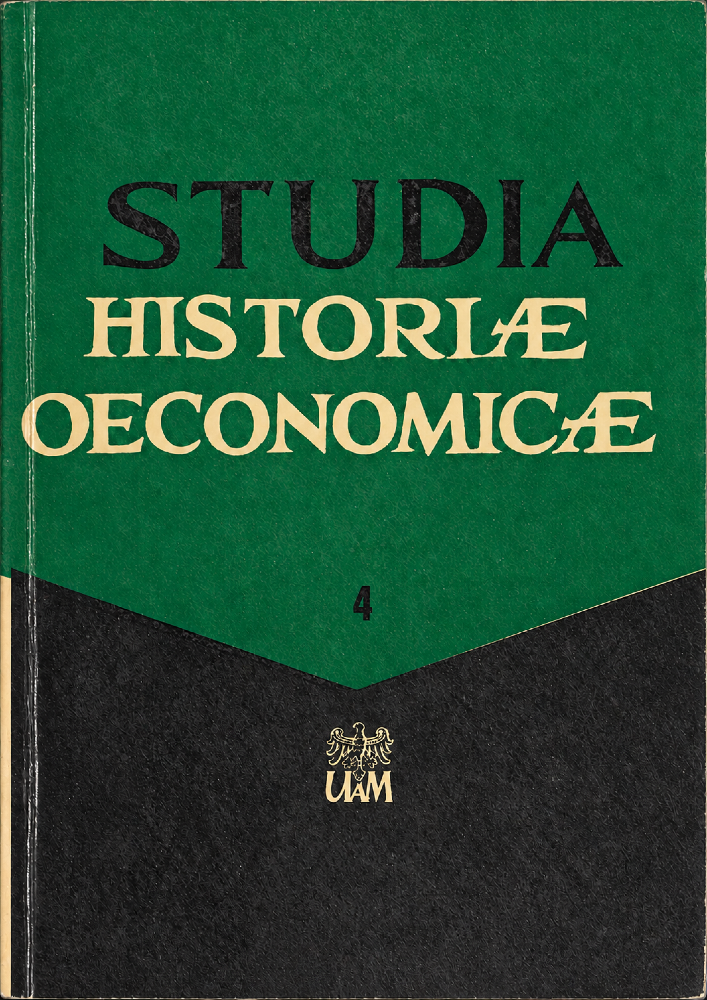 Journal cover Studia Historiae Oeconomicae, volume 4, no. 1, year 1970