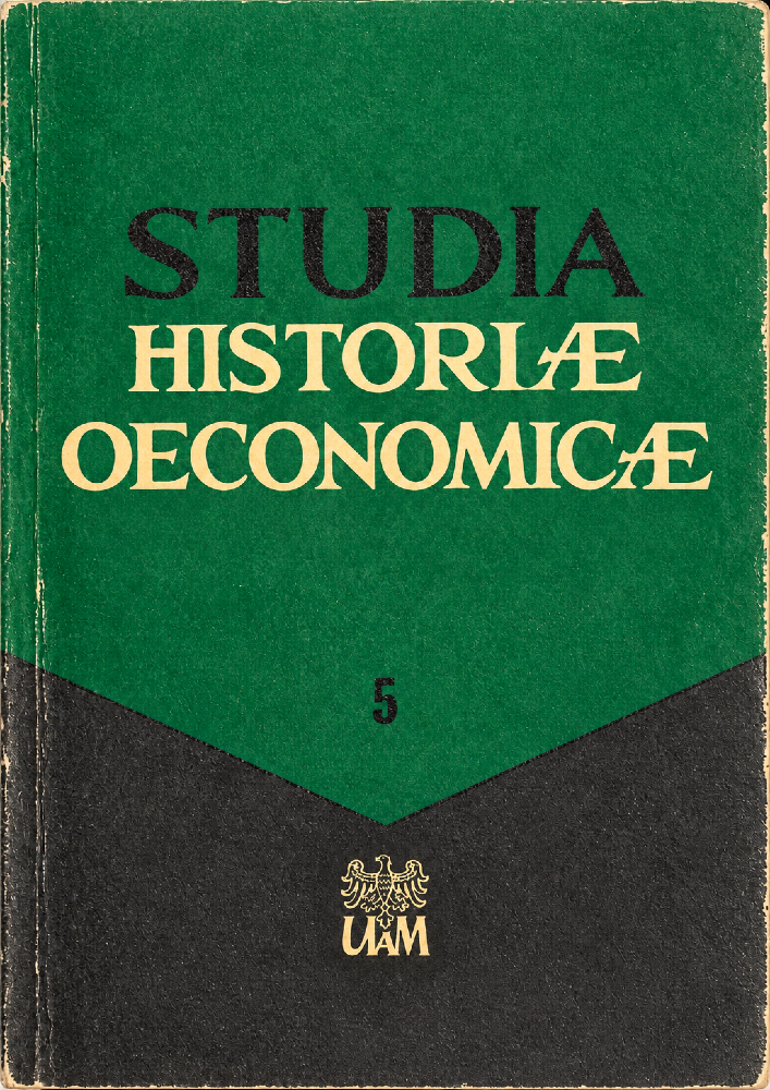 Journal cover Studia Historiae Oeconomicae, volume 5, no. 1, year 1970