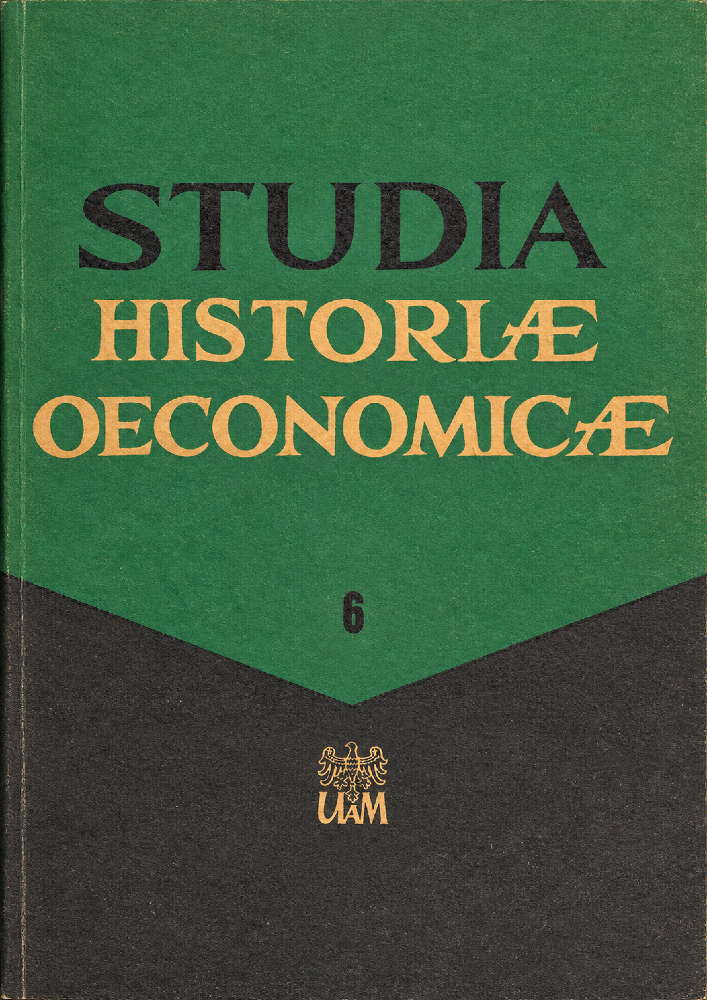 Journal cover Studia Historiae Oeconomicae, volume 6, year 1972