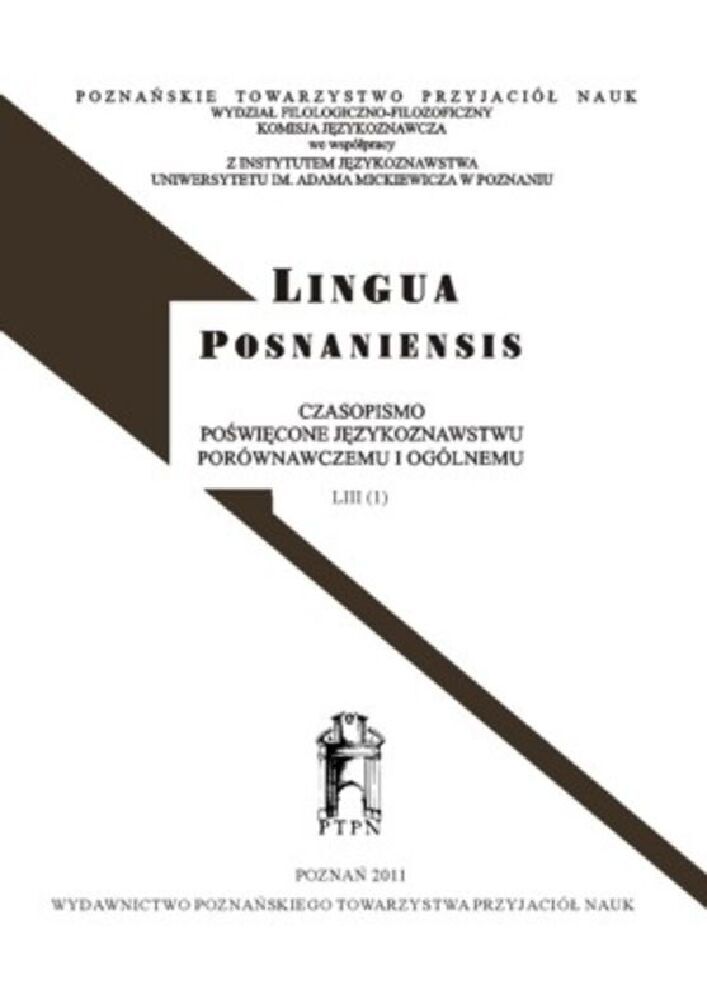 Journal cover Lingua Posnaniensis, volume 67, no. 2, year 2025